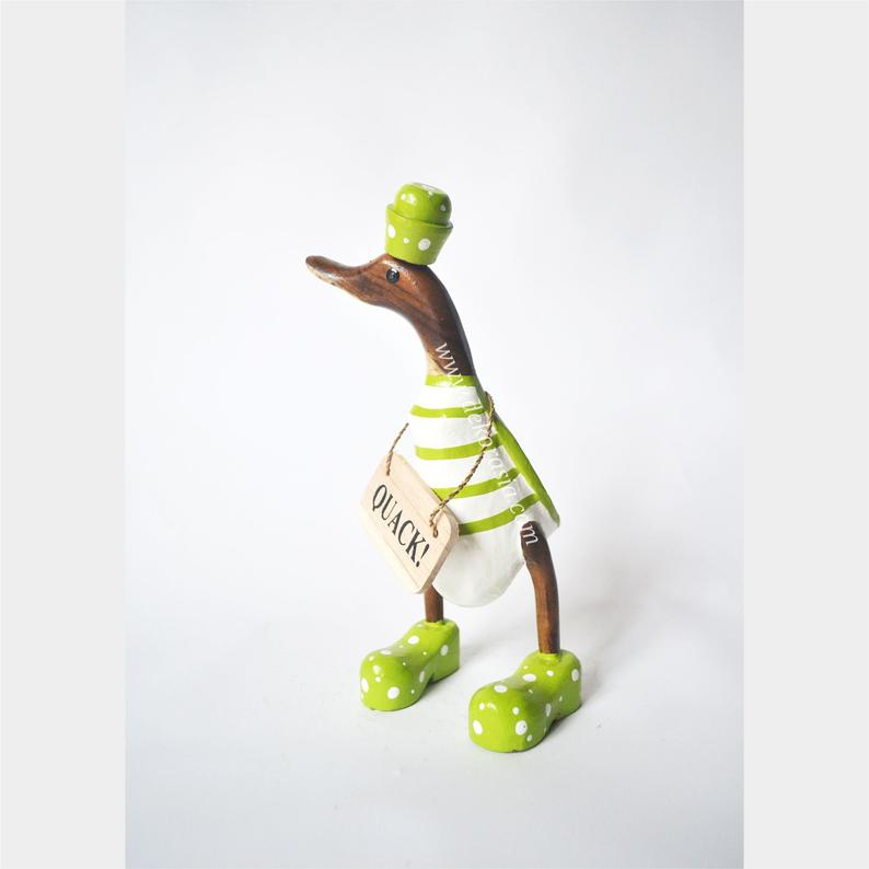 Stripe Green bamboo duck, duck craft, duck decoration, bamboo craft, bali bamboo duck, duck handmade | Free Shipping